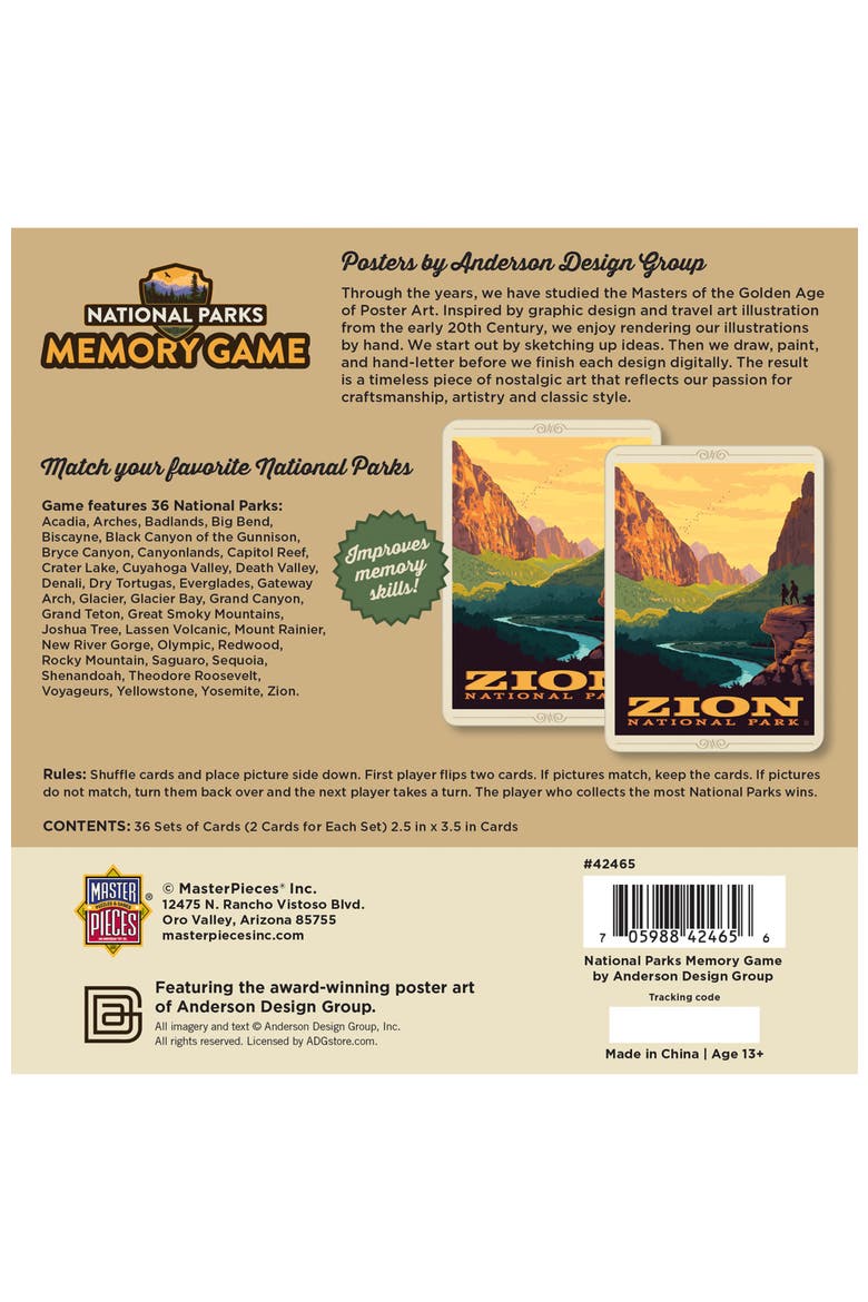 National Parks Memory Game, Alternate, color, Multicolor