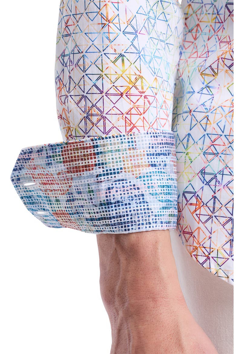 Geometric Cotton Button-Up Shirt, Alternate, color, MULTI