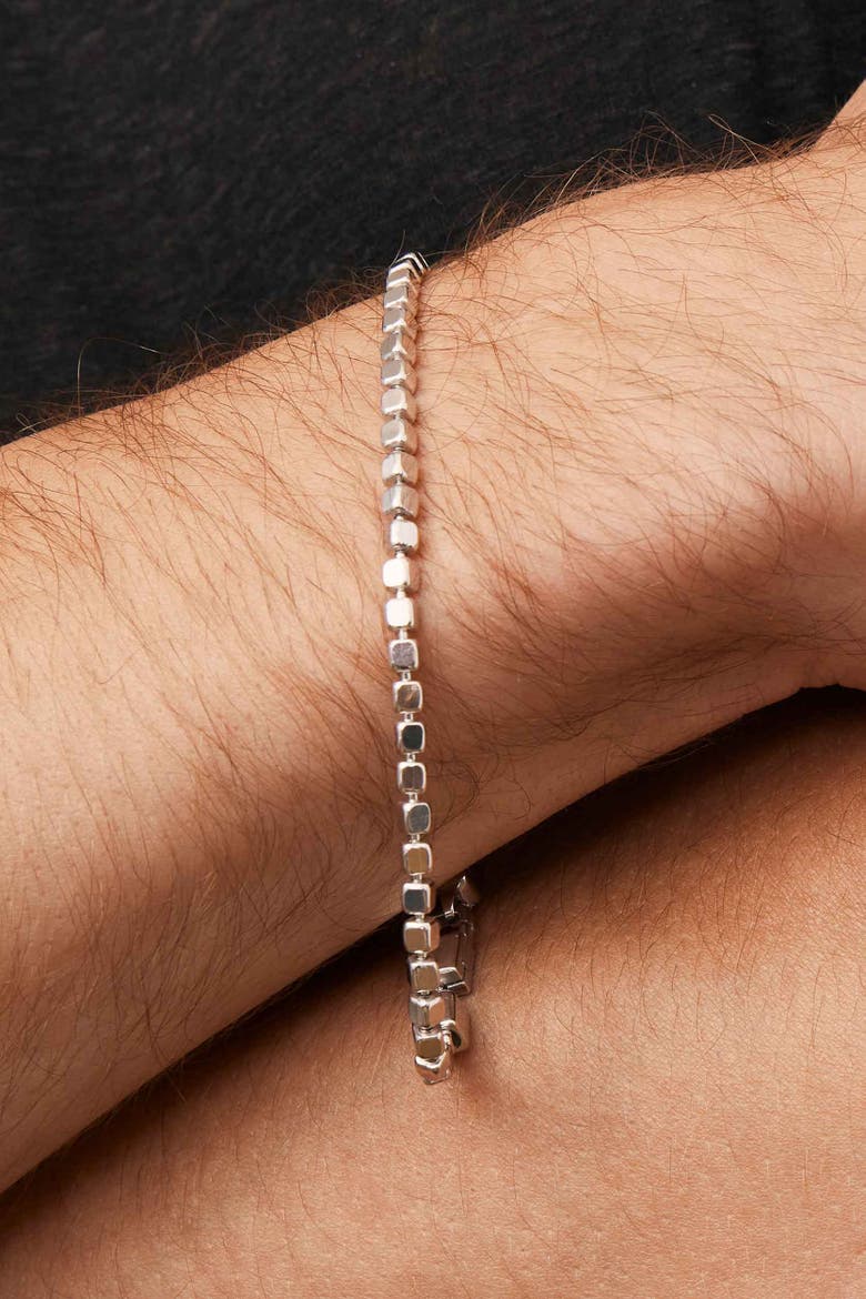 Sterling Silver Modern Cube Link Bracelet, Alternate, color, Sterling Silver