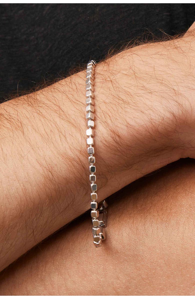 Oradina Sterling Silver Modern Cube Link Bracelet, Alternate, color, Sterling Silver