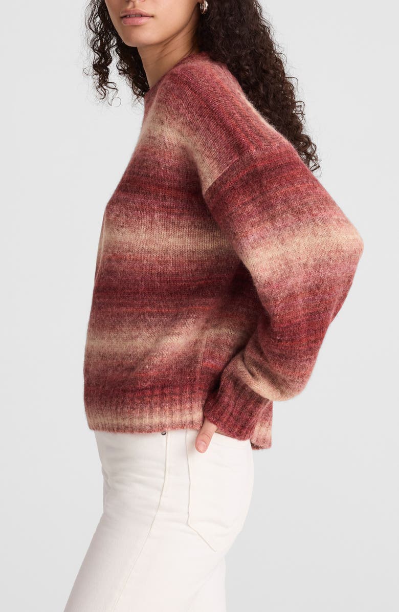 Madewell Space Dyed Drop Shoulder Crewneck Sweater, Alternate, color, Autumn Berry Space Dye