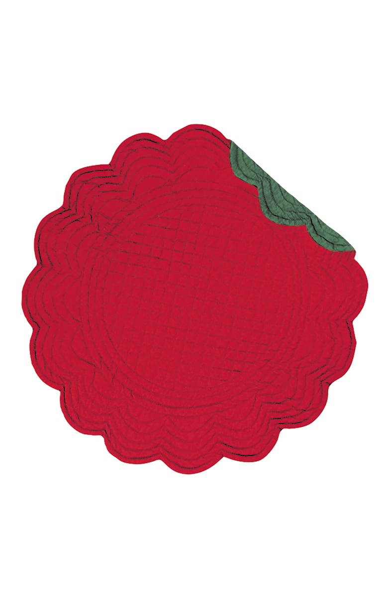 C&F Home Red and Green Round Placemats Set of 6, 17", Main, color, Red