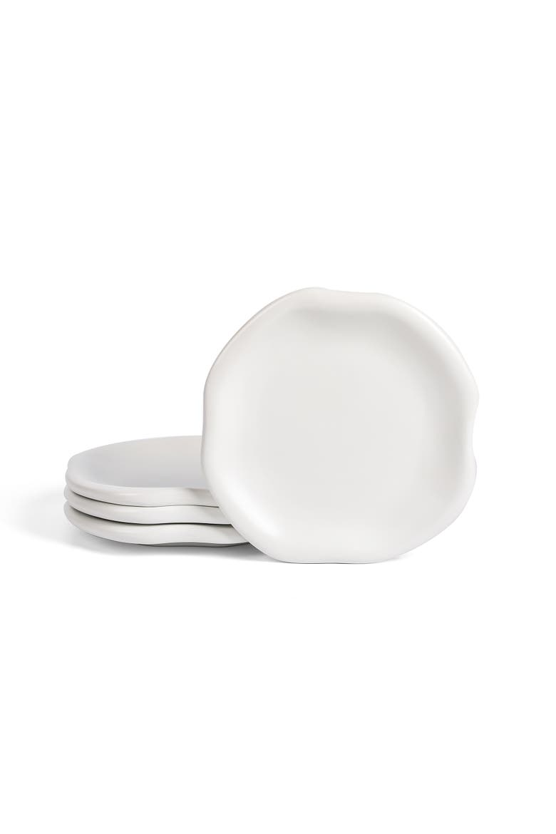 Amorphous Stoneware Salad Plate Set, Main, color, White