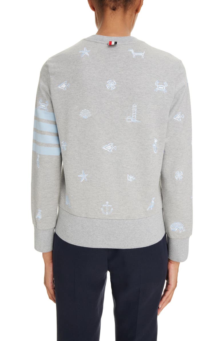 Thom Browne Nautical Embroidered French Terry Sweatshirt, Alternate, color,