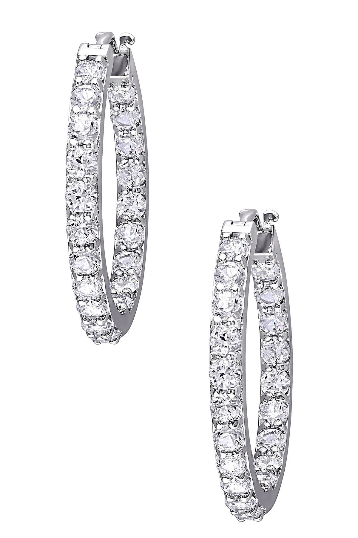 DELMAR Created White Sapphire Hoop Earrings