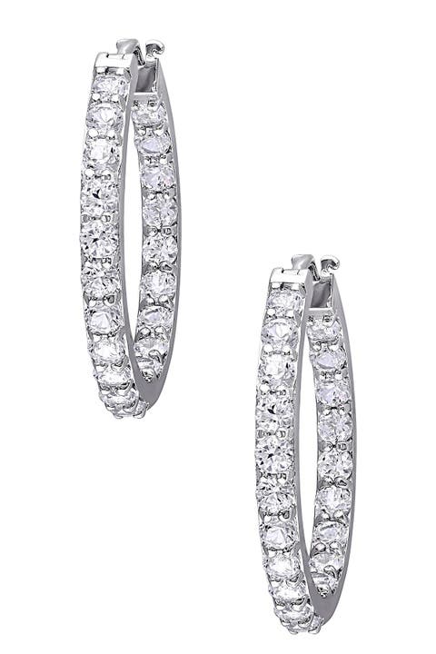 Created White Sapphire Hoop Earrings