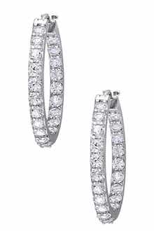 DELMAR Created White Sapphire Hoop Earrings