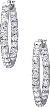 DELMAR Created White Sapphire Hoop Earrings