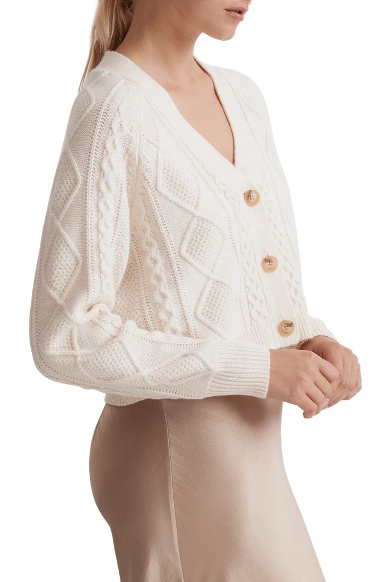Cable Crop Cardigan, Alternate, color, ANTIQUE CREAM