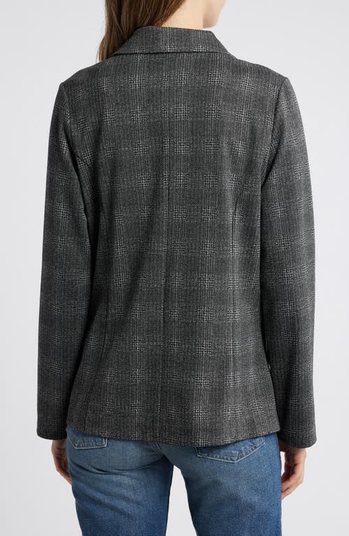 Wit & Wisdom Plaid Open Front Blazer In Charcoal Black
