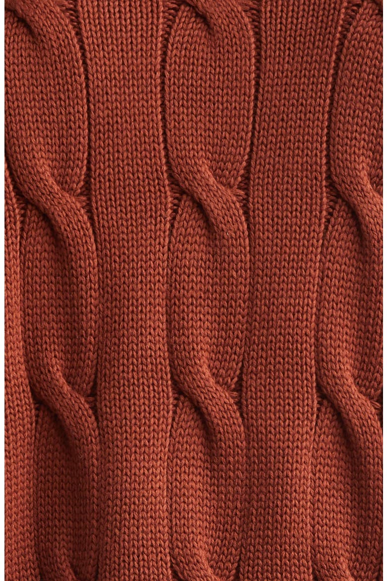 Cable Knit Cotton Tennis Sweater, Alternate, color, BROWN