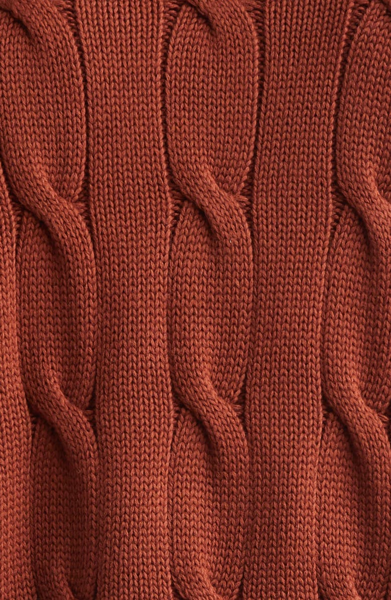 Bode Cable Knit Cotton Tennis Sweater, Alternate, color, Brown