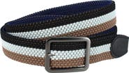 Trafalgar Big and Tall Matias 35MM Blue and Kahki Stripe Reversible Braided Casual Golf Belt