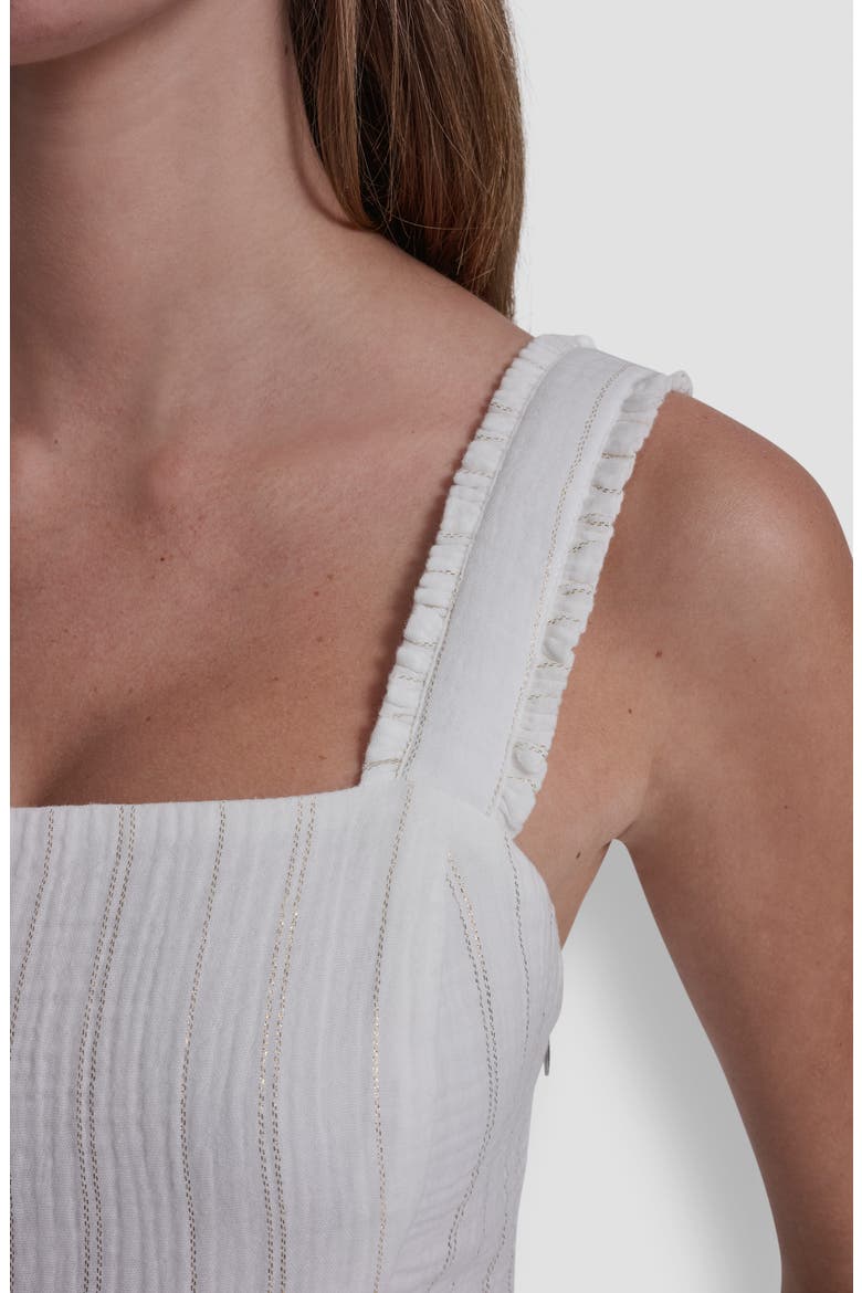 Sleeveless Tiered Cotton Gauze Sundress, Alternate, color, GOLD STRIP