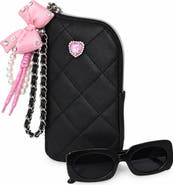 OMG Accessories Kids' Cat Eye Sunglasses & Heart Zip Around Case Set