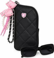 OMG Accessories Kids' Cat Eye Sunglasses & Heart Zip Around Case Set