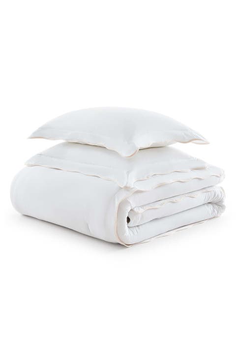 Simple Scallop Cotton Percale Comforter Set