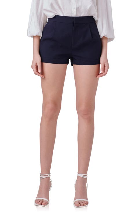Pleated Low Rise Shorts