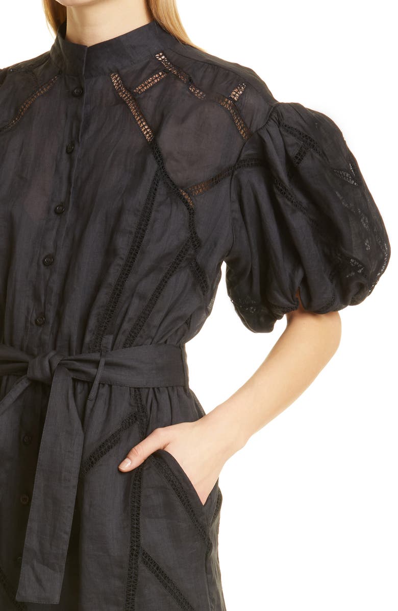 FRAME Inset Lace Puff Sleeve Minidress, Alternate, color, 