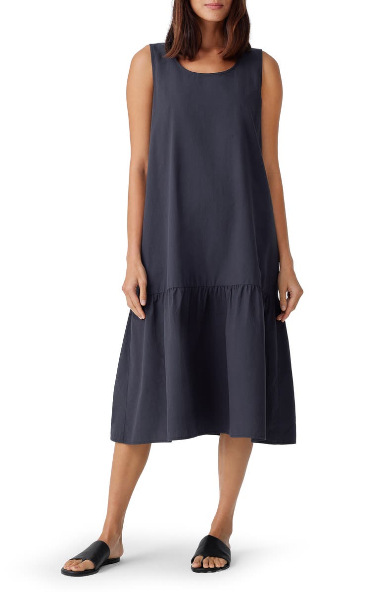 Eileen Fisher Tiered Organic Cotton Midi Dress, Main, color, 
