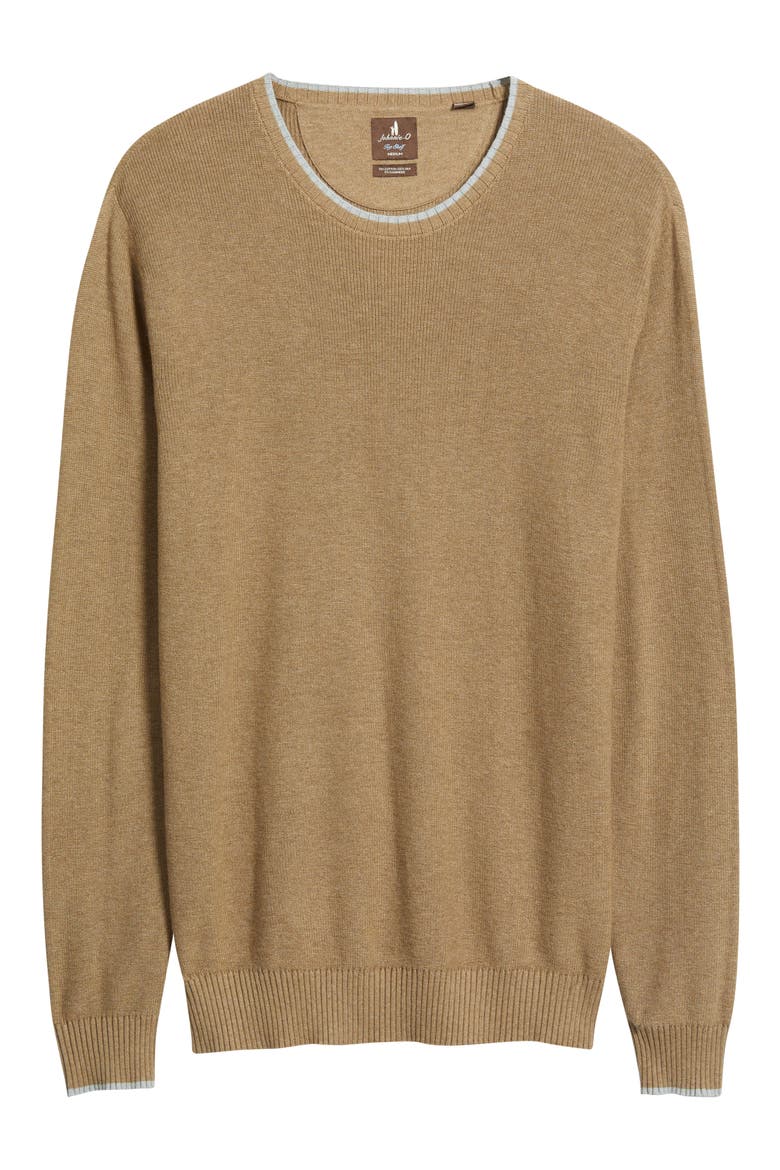 Hatched Cotton & Silk Blend Crewneck Sweater, Alternate, color, ALPACA