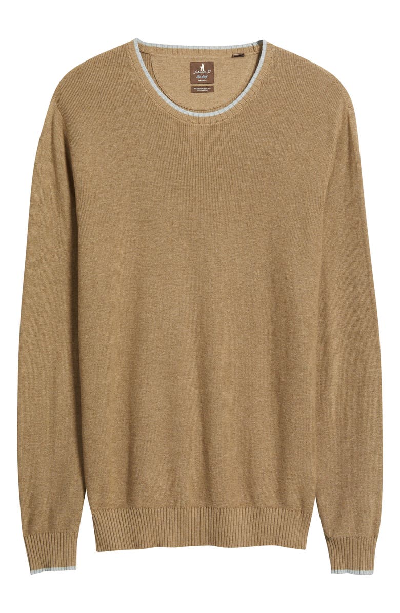 johnnie-O Hatched Cotton & Silk Blend Crewneck Sweater, Alternate, color, Alpaca