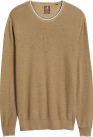 johnnie-O Hatched Cotton & Silk Blend Crewneck Sweater