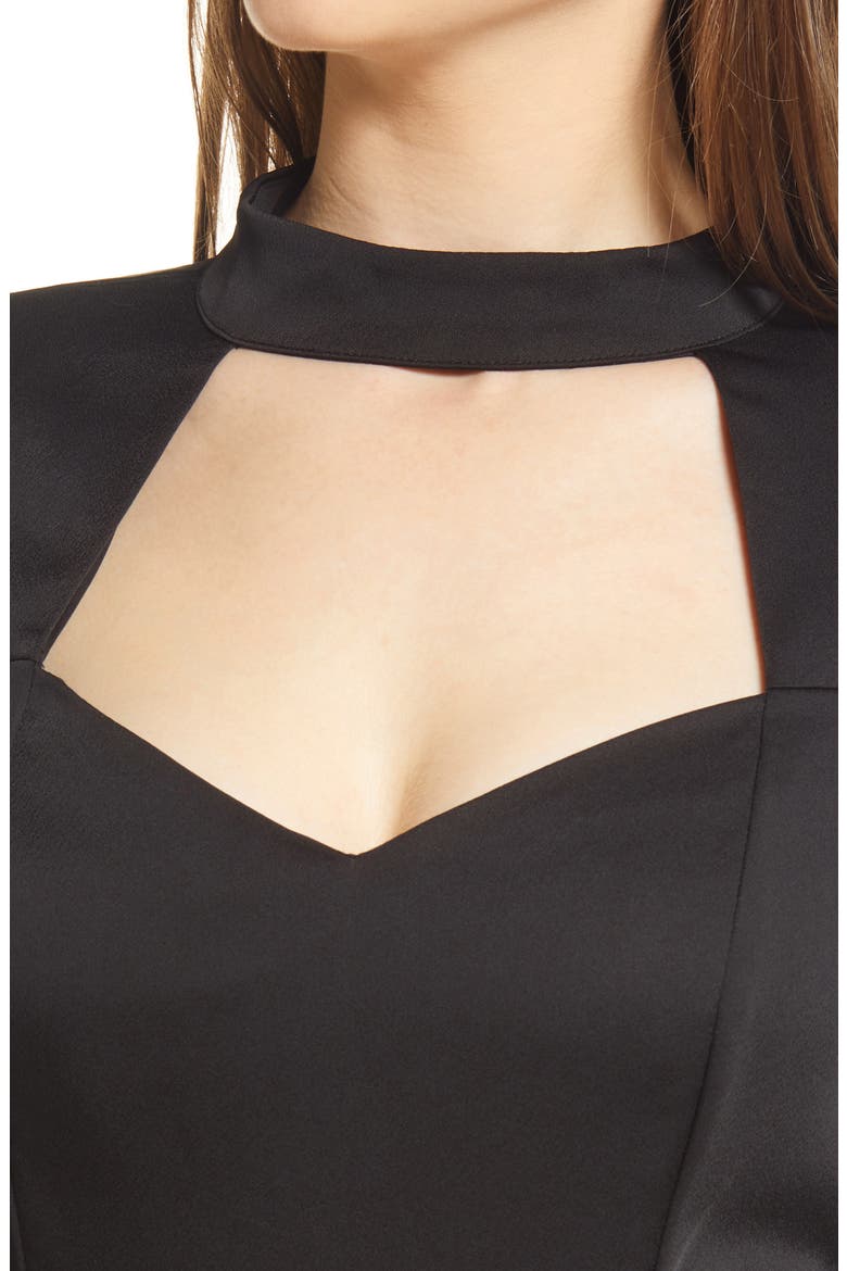 Gleely Long Sleeve Mock Neck Cutout Dress, Alternate, color, BLACK