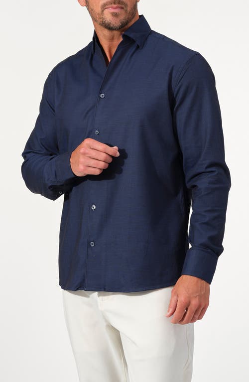 Studio Garnet Los Angeles Textured Solid Cotton Button-up Shirt In Blue