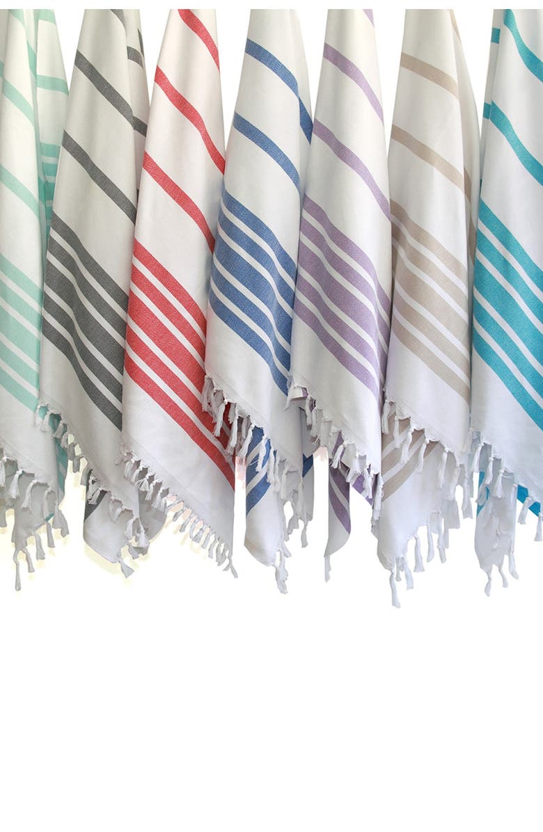 Linum Home Textiles 100% Turkish Cotton Herringbone Pestemal Beach Towel - Pink & White, Alternate, color,