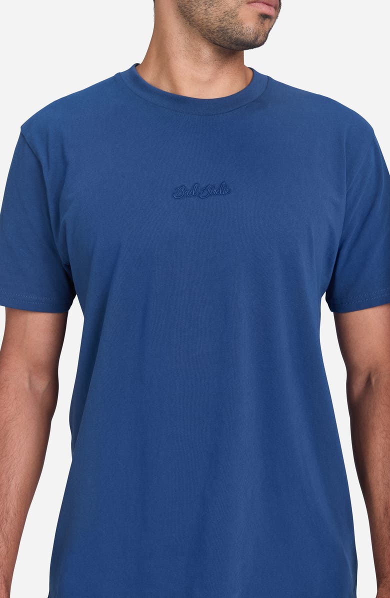Bad Birdie Script Embroidered Cotton T-Shirt, Alternate, color, Dusk Navy