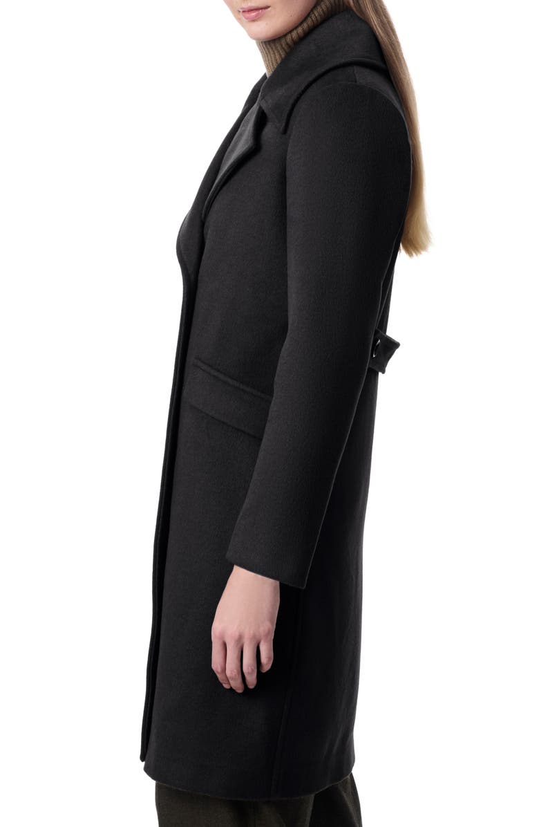 Bernardo Double Breasted Long Coat, Alternate, color, Black