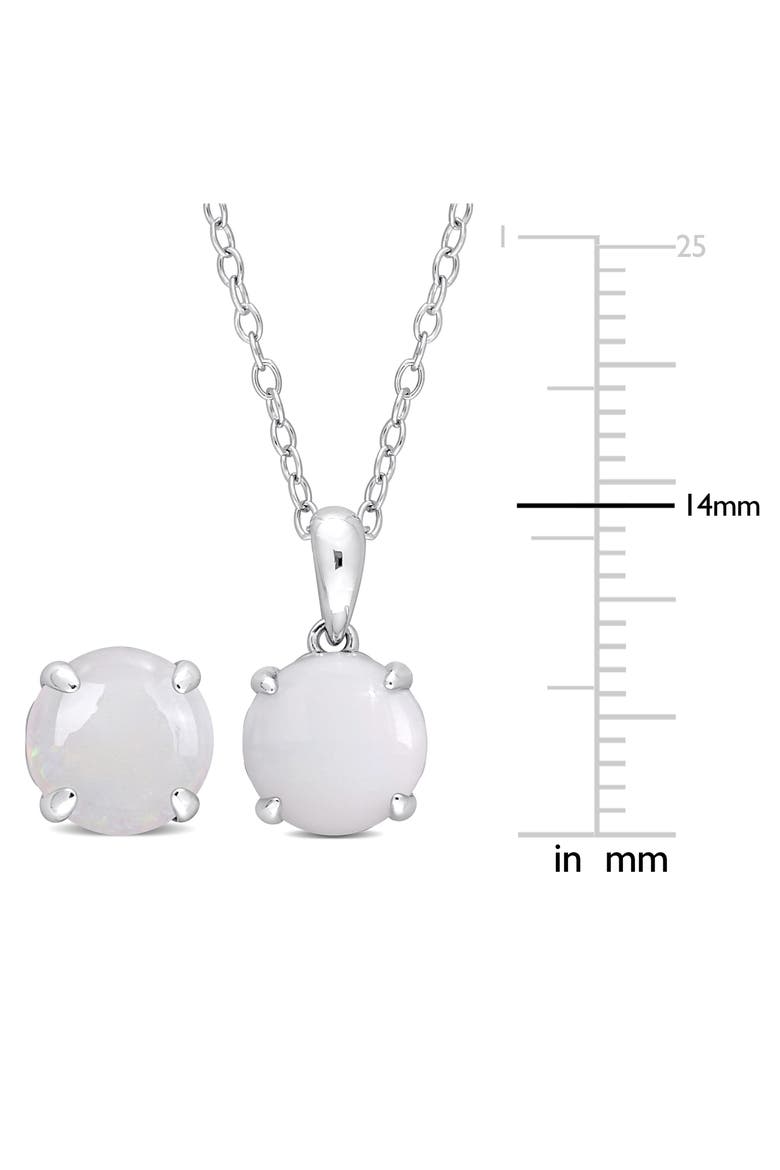 Round Opal Stud Earrings & Pendant Necklace Set, Alternate, color, WHITE