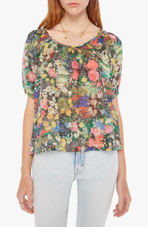 The Garden Party Tie Back Peasant Top