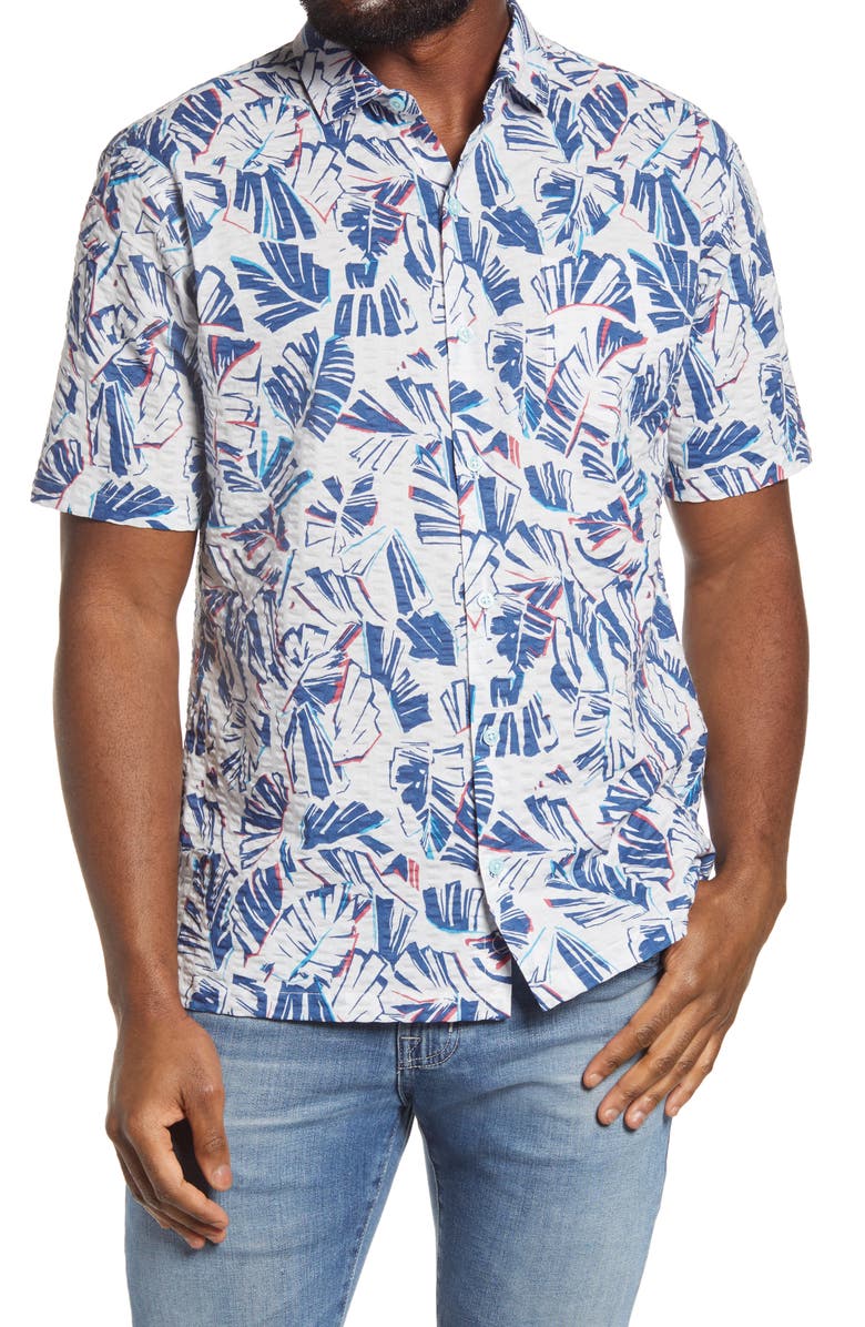 Tori Richard Trading Spaces Seersucker Short Sleeve Button-Up Shirt, Main, color,