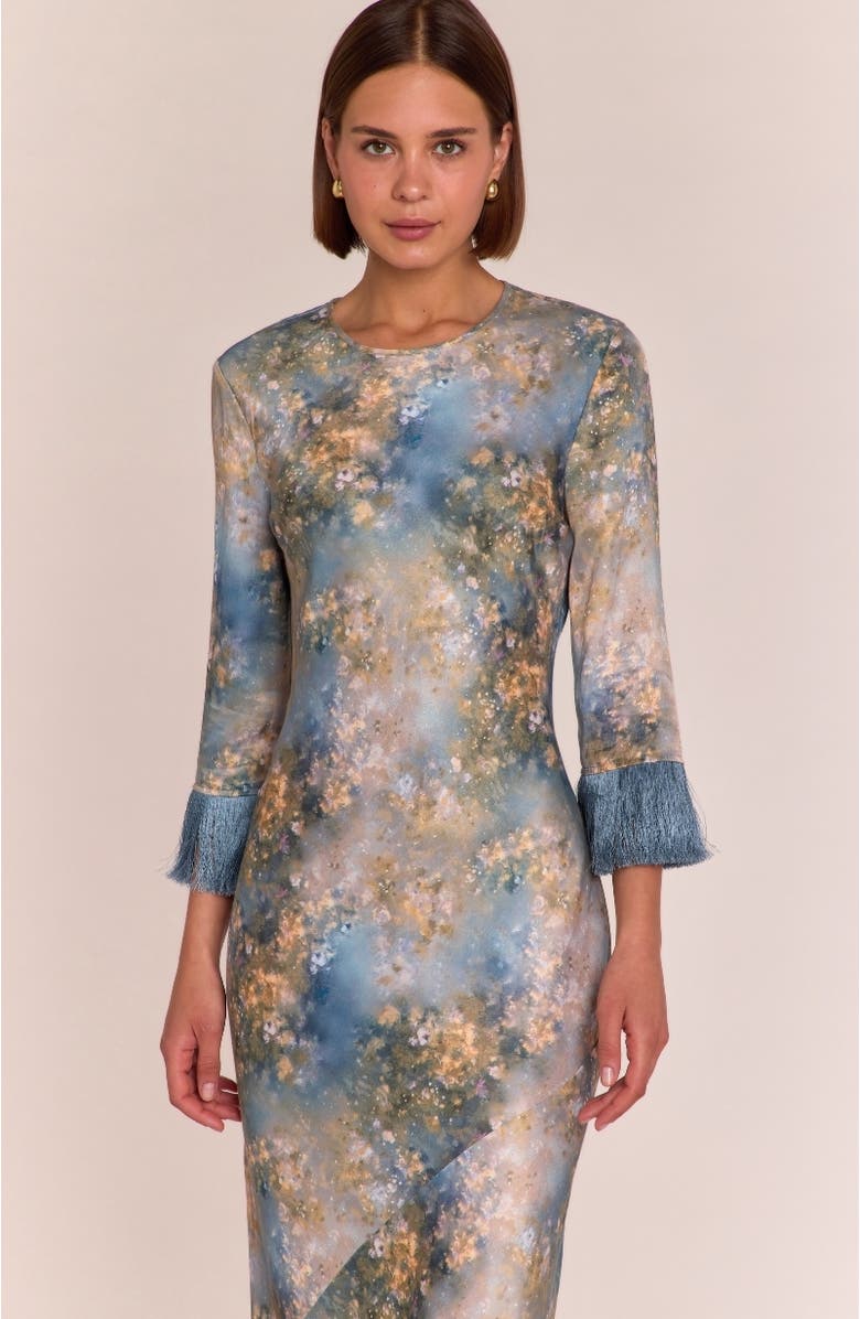 Rewritten Dolly Fringe Sleeve Dress, Alternate, color, Blue Print