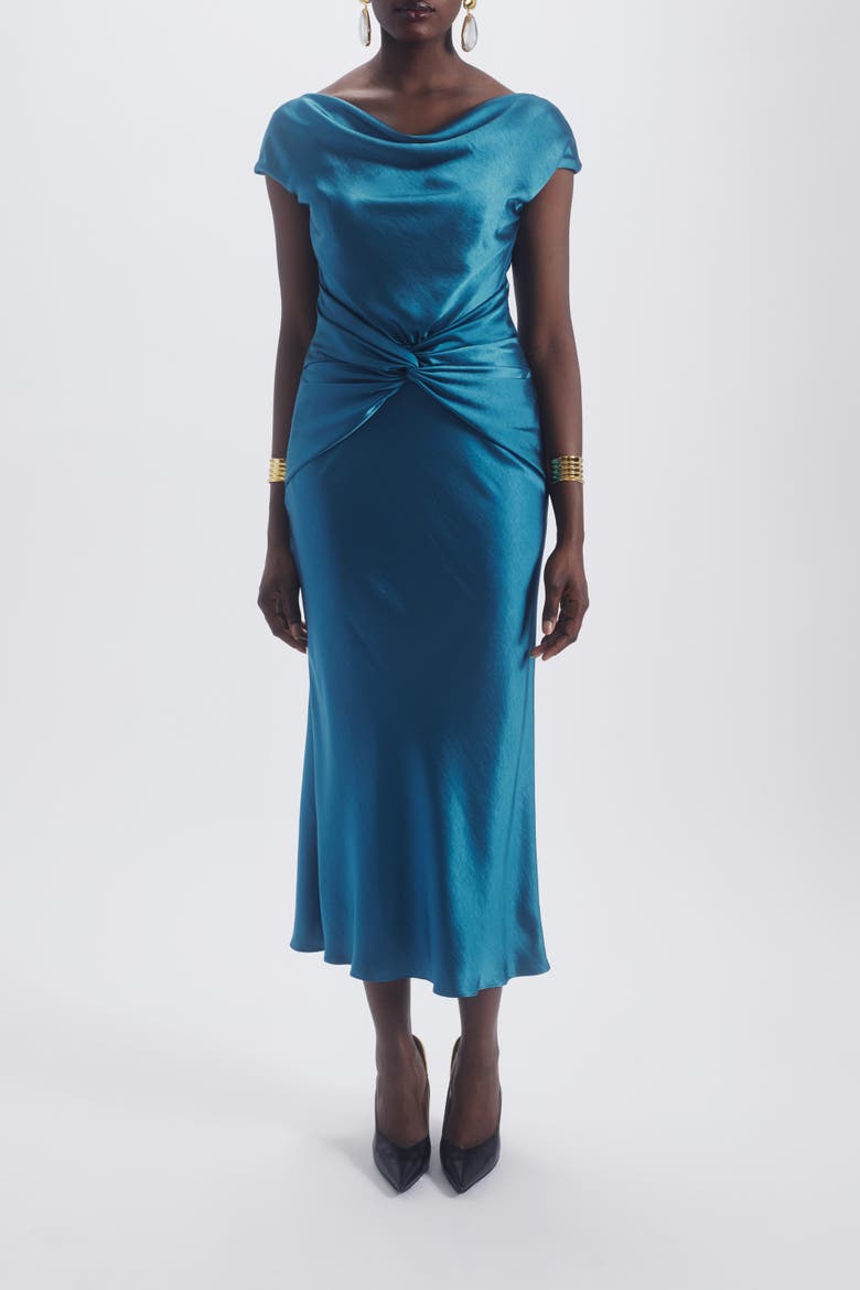 Cowl Twist Knot Dress, Alternate, color, Ocean