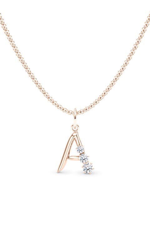 Graduated Lab Created Diamond Initial Letter Pendant Necklace