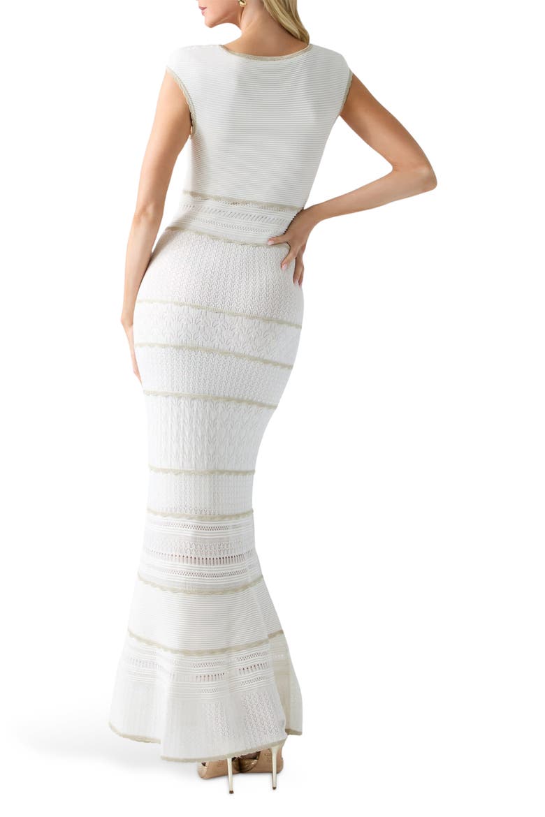 Juma Metallic Mixed Stitch Maxi Sweater Dress, Alternate, color, WHITE