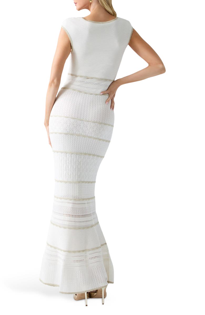 Marciano Juma Metallic Mixed Stitch Maxi Sweater Dress, Alternate, color, White