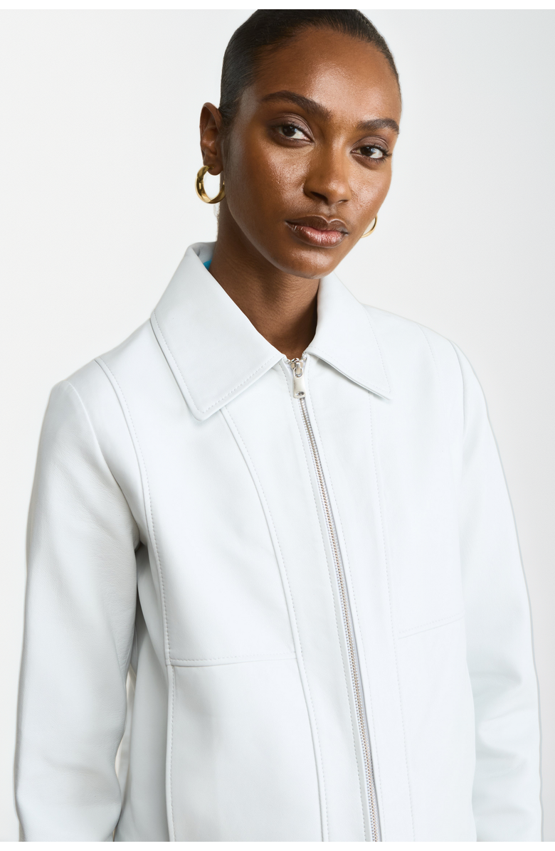 FURNIQ UK Daisy Leather Jacket, Main, color, White