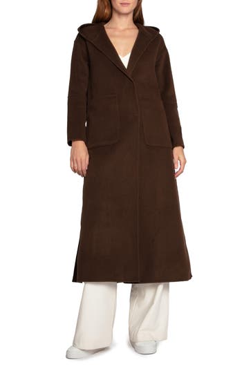 Belle & Bloom Walk My Way Wool Blend Hooded Coat In Brown