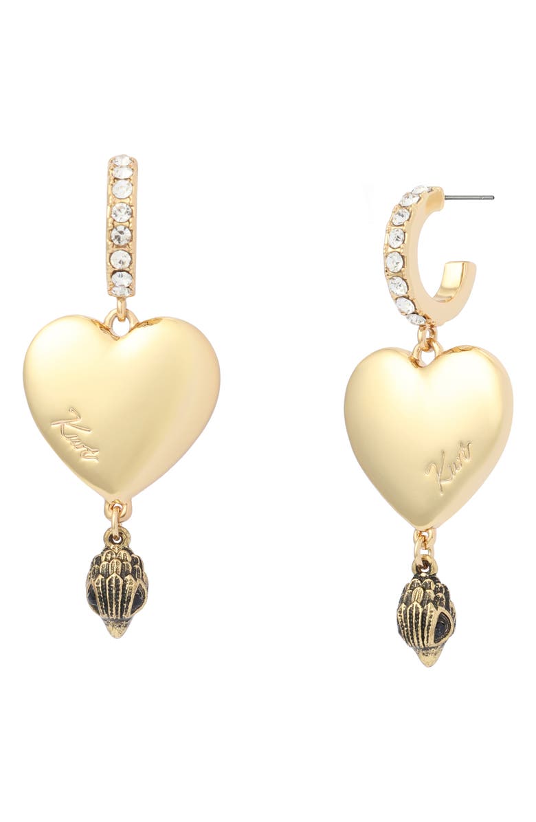 Kurt Geiger London Eagle Heart Drop Earrings, Main, color, Gold