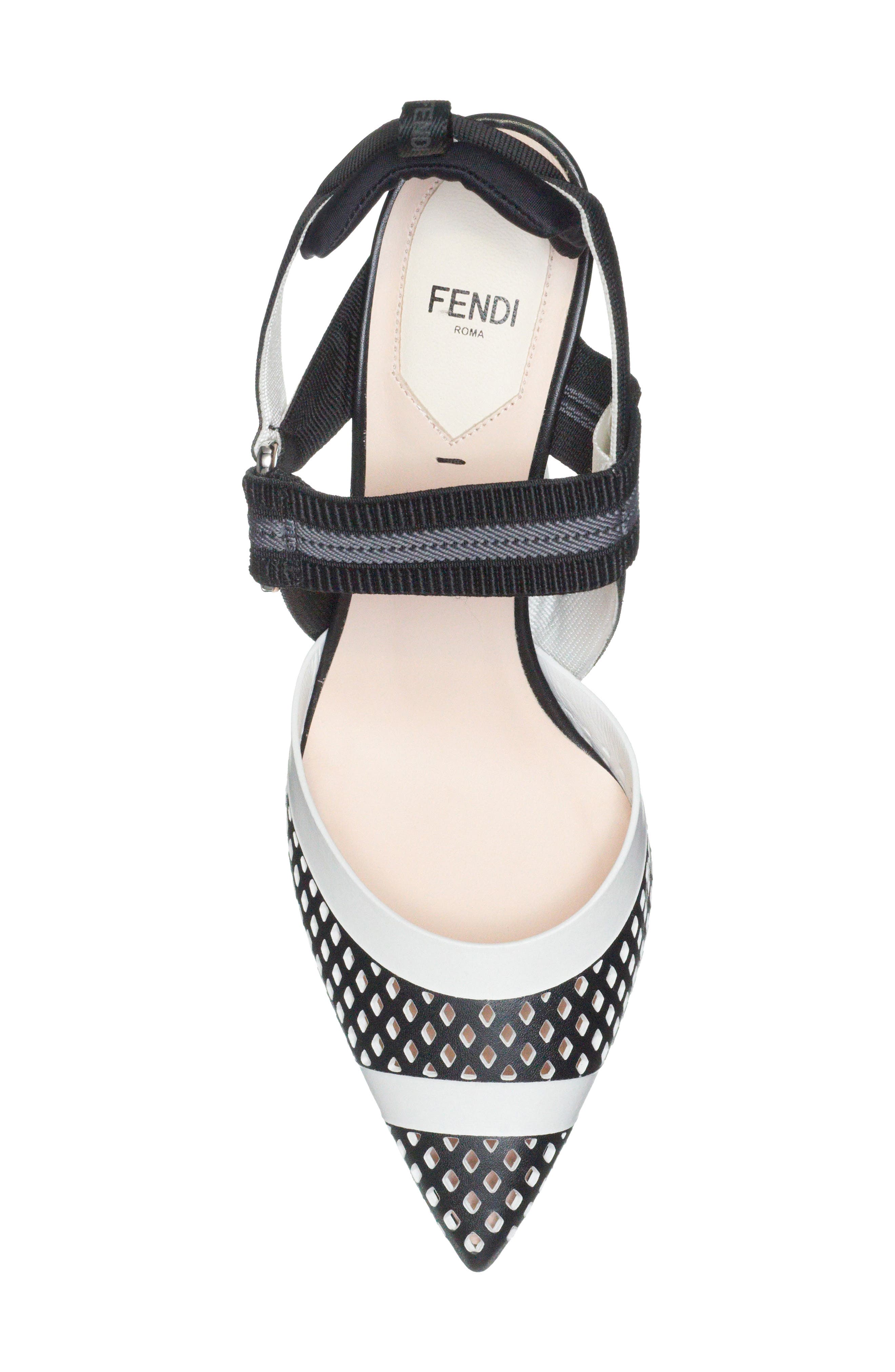 Fendi Colibri Laser Cut Pointed Toe Pump, Alternate, color, 