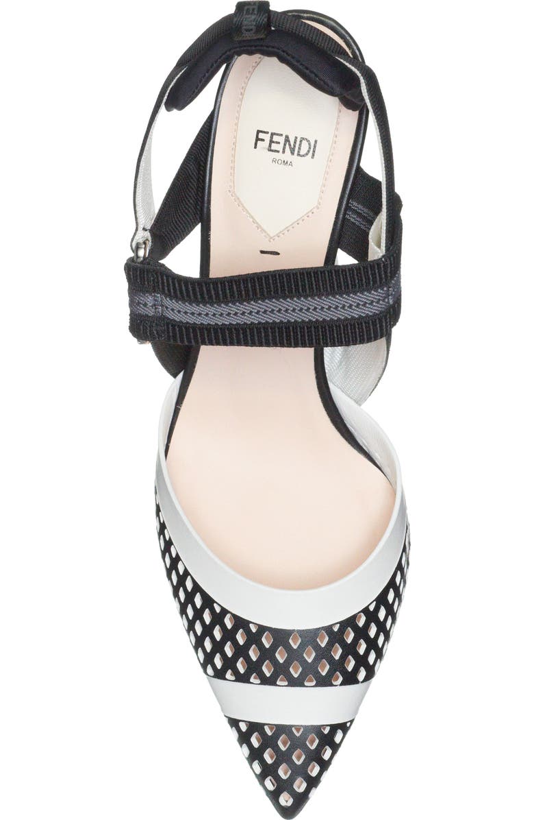 Fendi Colibri Laser Cut Pointed Toe Pump, Alternate, color,