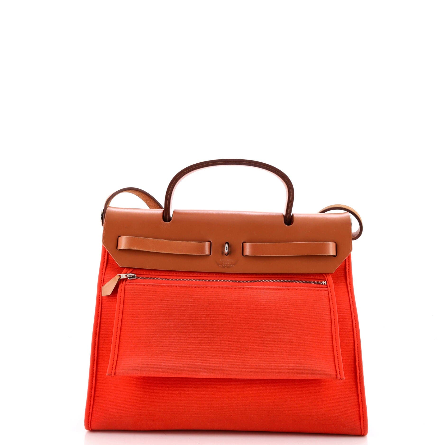 Herbag Zip Leather and Toile 31, Alternate, color, Orange