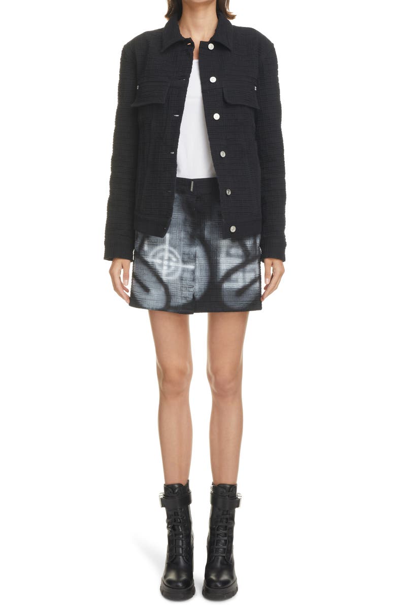 Givenchy x Chito Finesse Dog Print 4G Logo Jacquard Denim Jacket, Alternate, color,