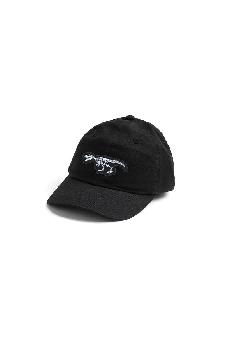 Dinosaur Skeleton Patch Halloween Baseball Hat, Main, color, Black