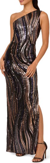Adrianna Papell Sequin One-Shoulder Gown | Nordstrom