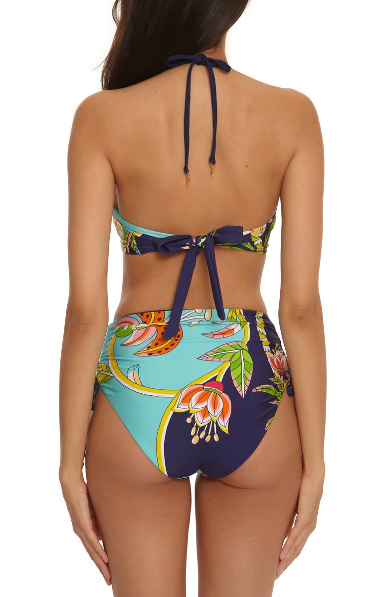 Trina Turk Flamingo High Waist Bikini Bottoms, Alternate, color, Blue Mutli